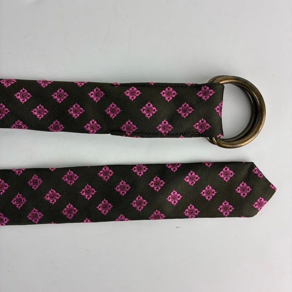 J. Crew women’s Ribbon Belt Brown Pink 100% Silk Size Small Medium - Picture 4 of 6